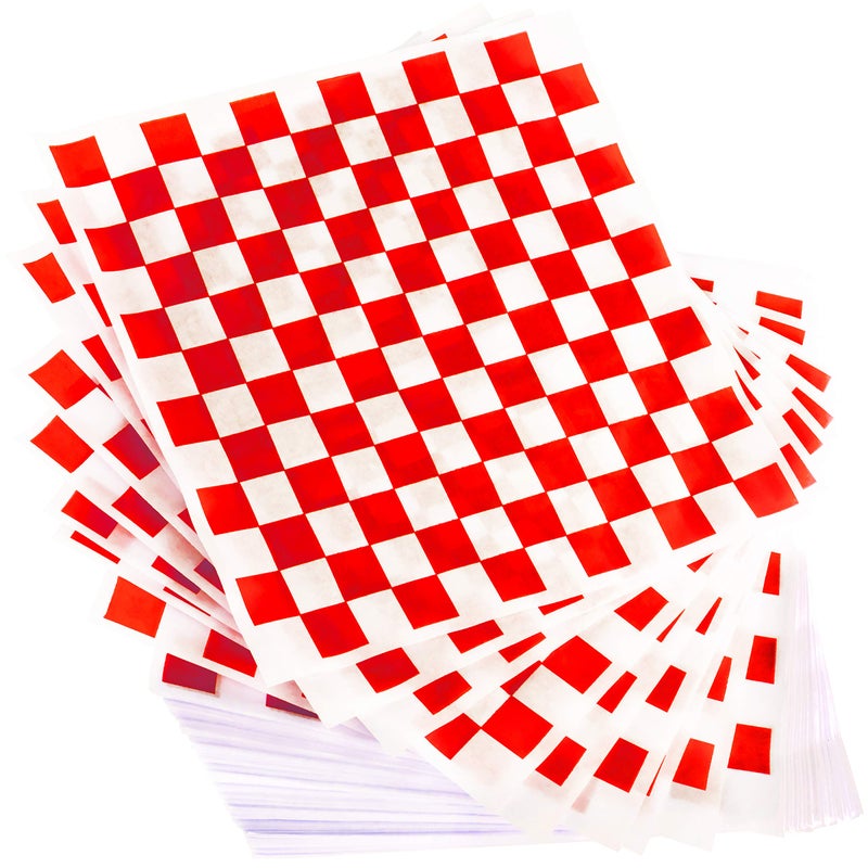 Avant Grub Extra Large, Grease Resistant Red Checkered Sandwich Liner 300 Sheet Pack. Microwave Safe 15x15 in Wax Paper Deli Wrap for Restaurants, Churches, BBQs, Concession Stands, School Carnivals, and Fairs. - Image 1